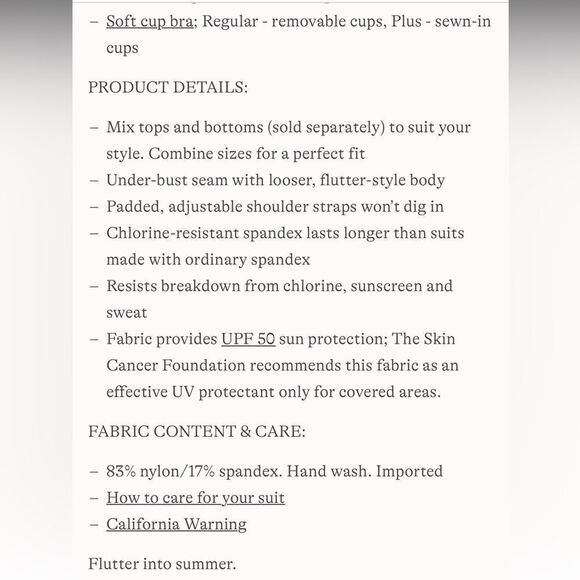 Land's End Plus Size Flutter Tankini Swim Suit Top Navy White Bias Tie Dye XL - Picture 4 of 4